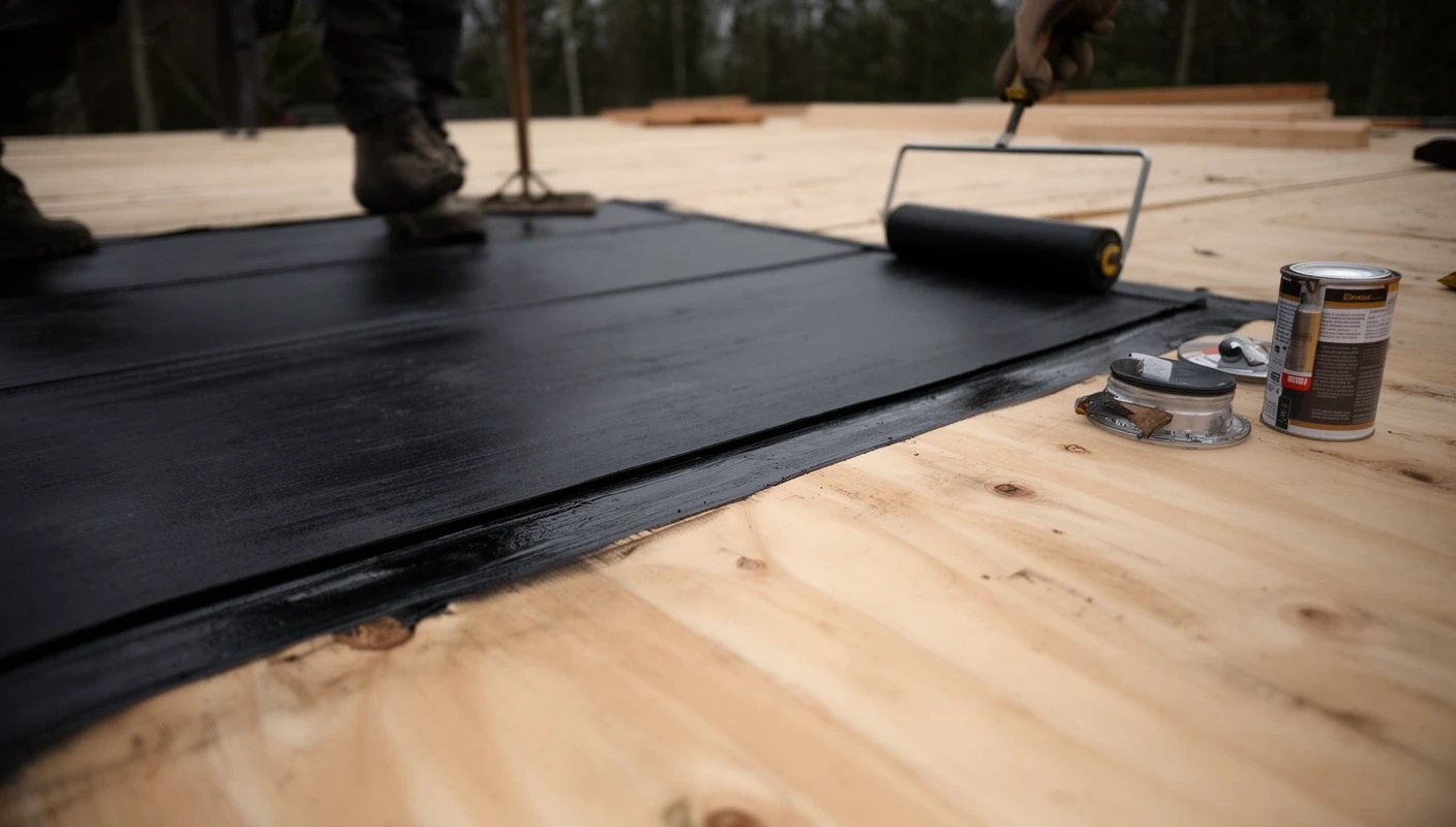 EPDM membrane being bonded to a new OSB deck