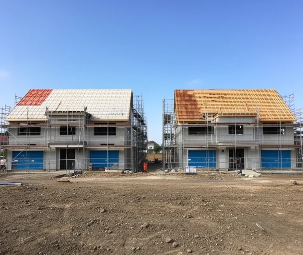 New build roofs under construction in Rothwell