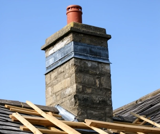 Rebuilt chimney with new lead flashing in Pudsey